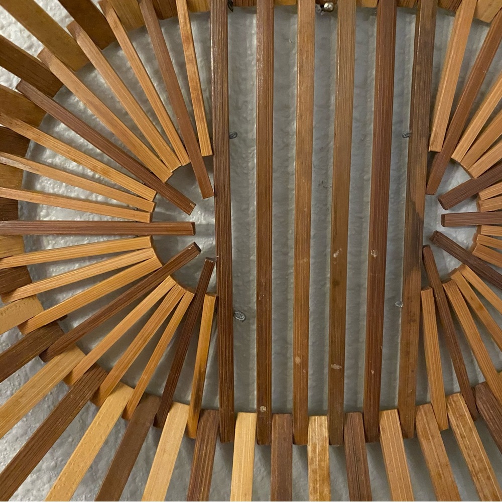 Vintage Bamboo Wooden Slat Oval Basket - Picture 3 of 5
